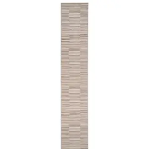 Neutral Beige Distressed Block Striped Soft Runner Rug 60x240cm