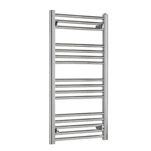 Bray Heated Towel Rail For Central Heating, Straight, Chrome - W500 x H1000 mm