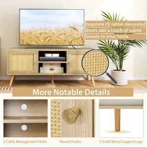 Costway TV Stand for TVs up to 55" Rattan Media Console Table