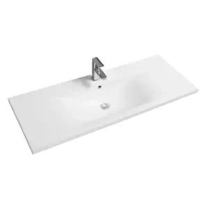 5089 Ceramic 120cm x 45cm Thin-Edge Inset Basin with Dipped Bowl