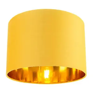 Contemporary Ochre Cotton 12 Table/Pendant Lamp Shade with Shiny Gold Inner