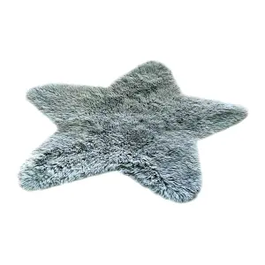 Children's Grey Star Fur effect Small Rug, (L)7cm x (W)70cm