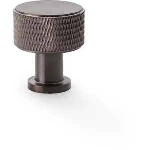 Round Knurled Door Knob - 29mm Diameter Dark Bronze Radio Cupboard Pull Handle