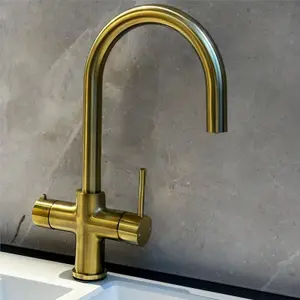 Liquida HT43BG 4 In 1 Brushed Gold Instant Boiling Water Kitchen Tap