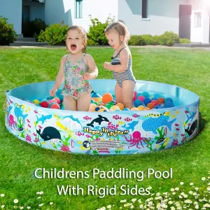 Childrens Paddling Pool 4ft, Rigid No Inflation 1.2 x 25cm