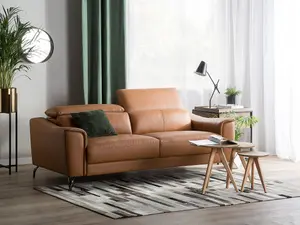 3 Seater Leather Sofa Golden Brown NARWIK