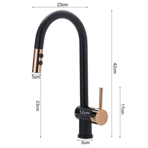 Black Brass Side Lever Mono Kitchen Pull Out Spout Tap Kitchen Tap Mixer Tap