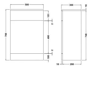 Nes Home 500mm Back to Wall Toilet WC Unit White