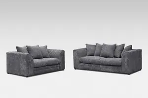 Chicago Jumbo Cord 3&2 Seater Sofa Set Grey