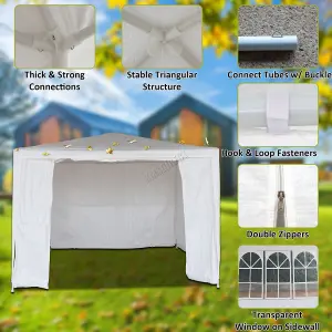 BIRCHTREE 3X3M Outdoor PE Gazebo Patio Shade Canopy Waterproof 4 Pieces Sidewalls White