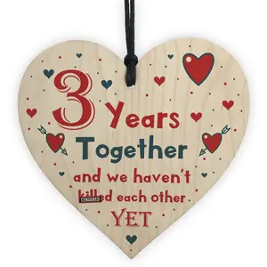 Funny Rude 3rd Anniversary Gift For Husband Wife Gift For Him Her Wooden Heart