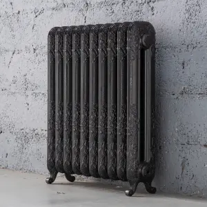 Arroll Daisy Cast iron Pewter 10 Column Radiator, (W)684mm x (H)794mm