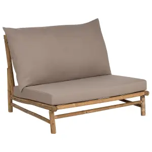 Set of 2 Garden Chairs with Cushions TODI Bamboo Wood Taupe