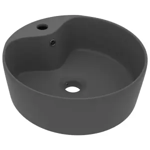 Berkfield Luxury Wash Basin with Overflow Matt Dark Grey 36x13 cm Ceramic