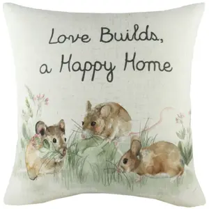 Evans Lichfield Hedgerow Mice Printed Feather Filled Cushion