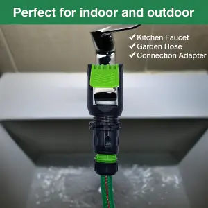 Universal Tap Connector Adapter Mixer Indoor and Outdoor  Adjustable and Click-Lock Perfect for Kitchen, Garden, Bath