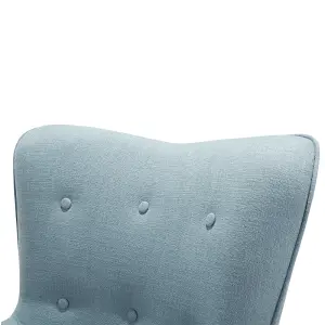 Wingback Chair VEJLE with Footstool Fabric Light Blue