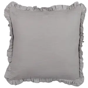 Set of 2 Cushions GLABRA Linen 45 x 45 cm Solid Grey