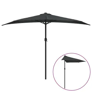 Berkfield Balcony Parasol with Aluminium Pole Anthracite 300x150 cm Half