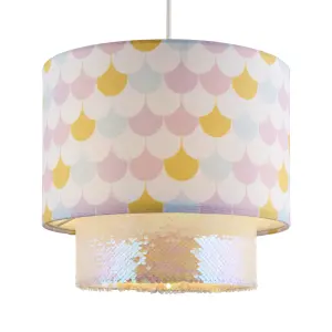 Printed Multicolour Glitter effect Mermaid Light shade (D)25cm