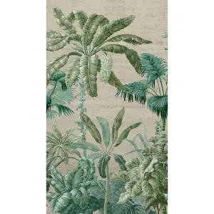 Botanical Palm Leaves 3 lane Repeatable Wallpaper Mural, Green