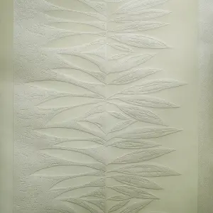 Galerie Slow Living Wasabi Green Passion Leaf Stripe 3D Embossed Glitter Wallpaper Roll