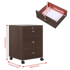 Lakemia 40cm Wide 3 -Drawer Mobile File Cabinet Dark Oak