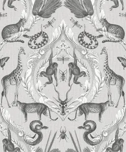 Galerie Bazaar Grey Black Menagerie Smooth Wallpaper