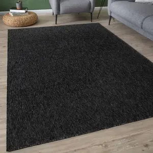 THE RUGS Solid Design Low Pile Living Room Rugs in Dark Grey Flex Collection 1000DG