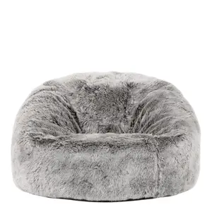 icon Kids Classic Faux Fur Bean Bag Chair Arctic Wolf Grey Bean Bags for Children