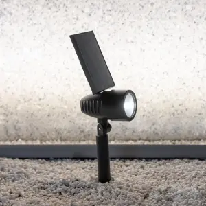 Black Solar-powered 120lm Integrated LED Outdoor Spotlight