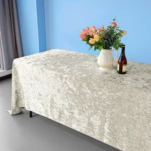 Diamond Velvet Rectangle Tablecloth, Champagne , 70 Inch x 144 Inch