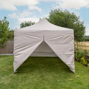 Pop Up 2.5x2.5 Gazebo With Sides Beige