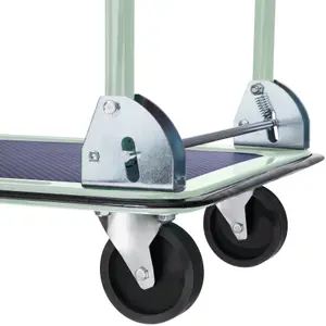 Folding Trolley - 2 fixed, 2 swivel wheels, 150 kg load capacity, 73 x 47 cm load bed - white