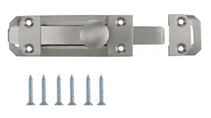 Smith & Locke Satin Nickel-plated Silver Nickel effect Zamak Flat Straight Door bolt N263 (L)102mm (W)25mm