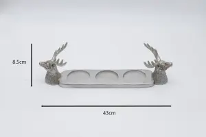 Christmas Silver Stag Pillar Candle Holder