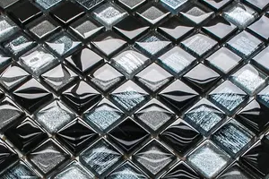 Glass mosaic on mesh for bathroom or kitchen 300mm x 300mm - Black Jeans