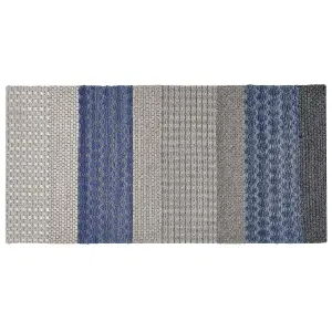 Wool Area Rug 80 x 150 cm Blue and Grey AKKAYA