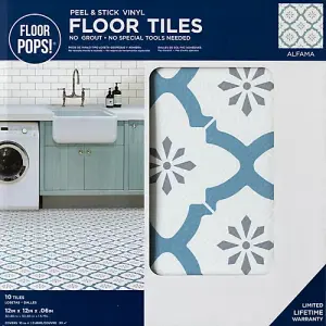 Floor Pops Alfama Self Adhesive Vinyl Floor Tiles Pack of 10 (0.93sqm)