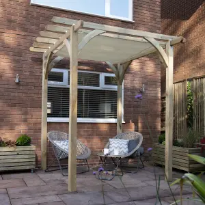 Forest Garden Ultima Cream Square Pergola & decking kit, x4 Post (H) 2.4m x (W) 2.4m - Canopy included