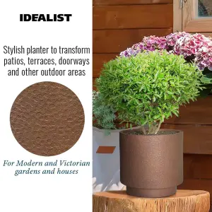 IDEALIST™ 30cm Small Round Planter, Terracotta Slate Effect Cylinder Outdoor Plant Pot D30 H30 cm, 17.2L