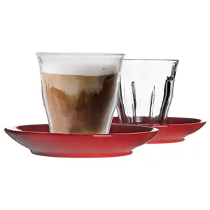 Duralex - Picardie Mismatched Coffee Cup & Saucer Set - 220ml - Red - 12pc