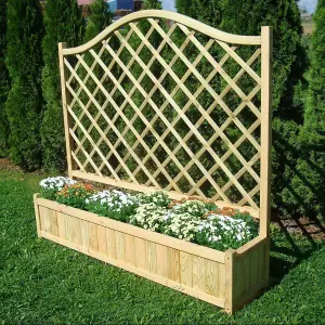 Zest York Wooden Rectangular Garden Planter & Lattice Trellis