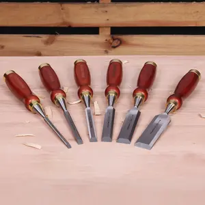 TOUGH MASTER 6 piece Wood Chisel Set Wood Carving Chisel Set with Wooden Storage Case - 6 Pieces (TM-CS146W)