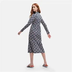 Regatta X Orla Kiely Long Sleeve High Neck Midi Dress Water Floral, Size: 18