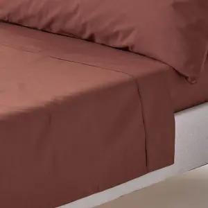 Homescapes Chocolate Egyptian Cotton Flat Sheet 200 TC, King