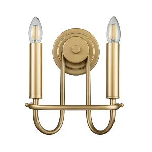 Luminosa Capitol Hill 2 Light Candle Wall Lamp, Painted Natural Brass