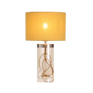 Inlight Erinome Ombre Cylinder Satin Clear Gold effect Table light