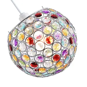 Modern Round Globe Easy Fit Pendant Shade with Small Multi Acrylic Bead Jewels