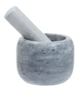 Maison by Premier Salerno Grey Marble Clean Sided Mortar And Pestle